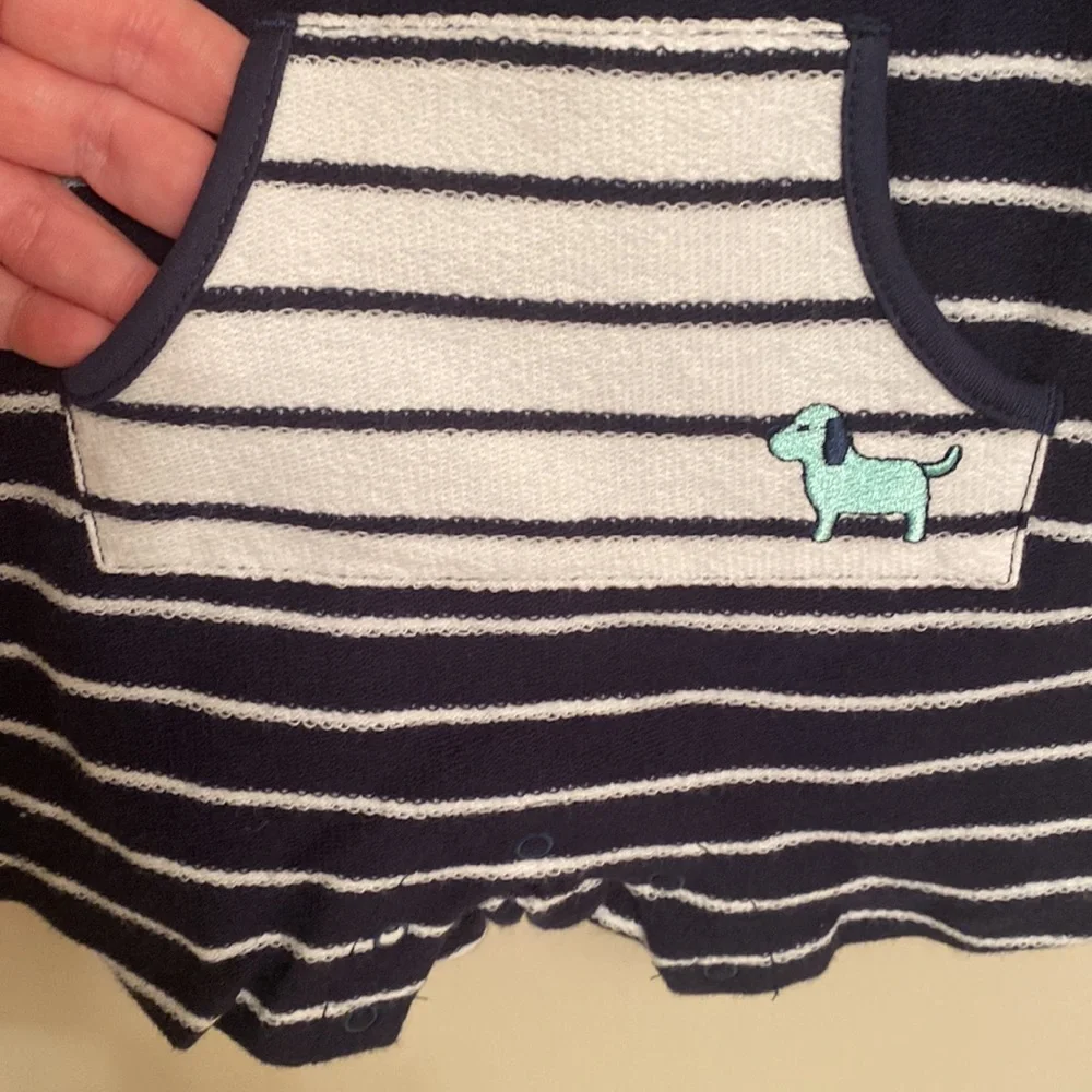LITTLE ME Boy's Matching 2 Piece White Shirt & Striped Romper Size 6 Months NEW